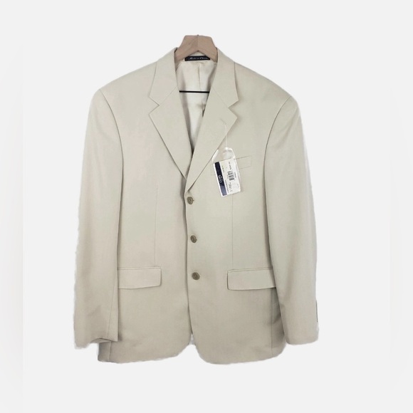 NWT Chaps Mens Cream Ecru Neutral Blazer size 48L